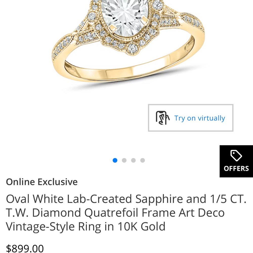 10k gold ring with sapphire and diamonds - Picture 4 of 4